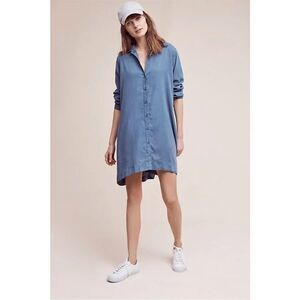 Cloth & Stone‎ Farryn Laced-Back Chambray Denim Tencel Shirtdress, Small